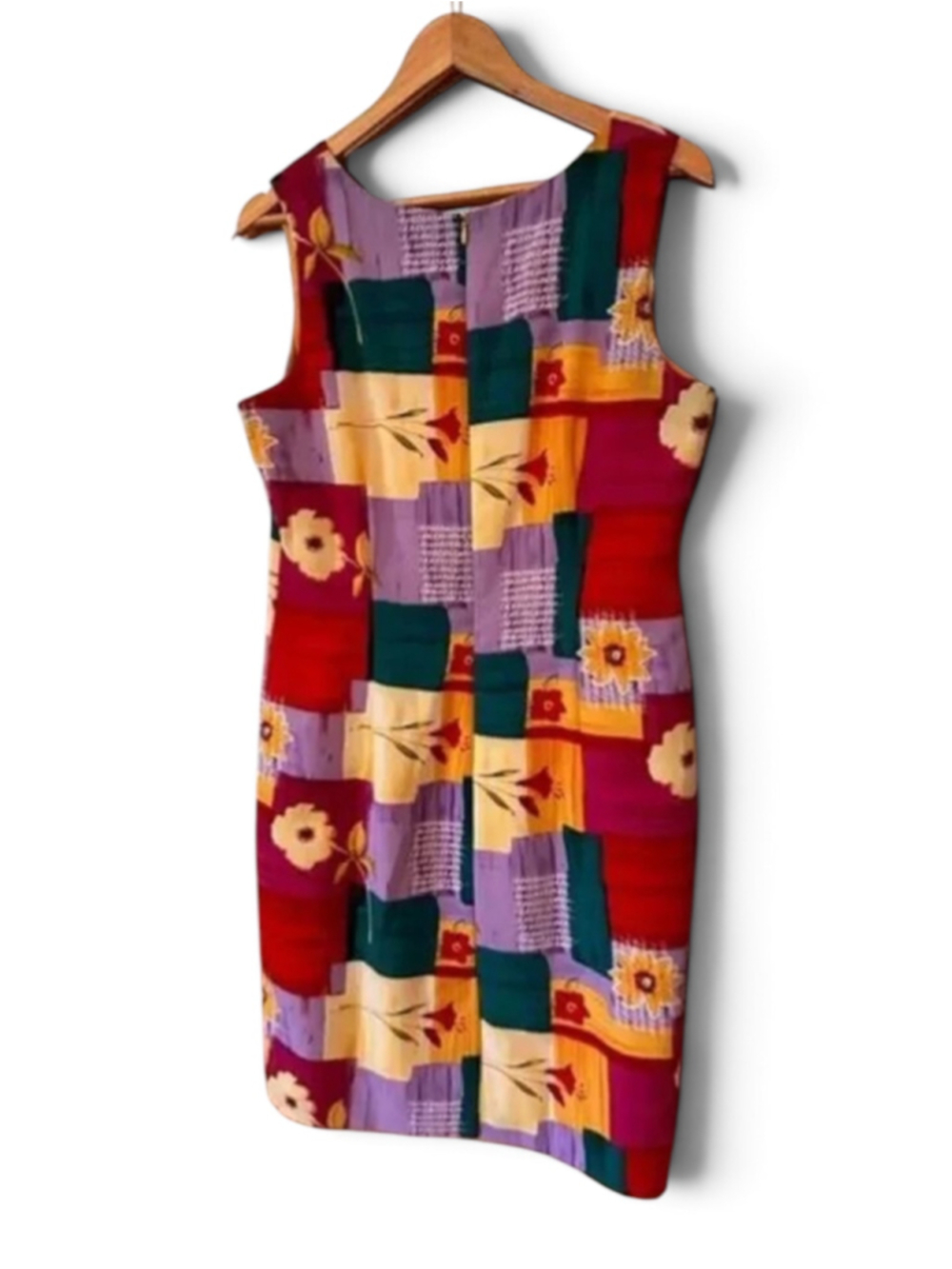 Women's John Roberts Sleeveless Floral Patchwork Dress Size 12 Multi-color